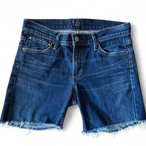 Citizens Of Humanity Dark Blue Frayed Jean Shorts‎